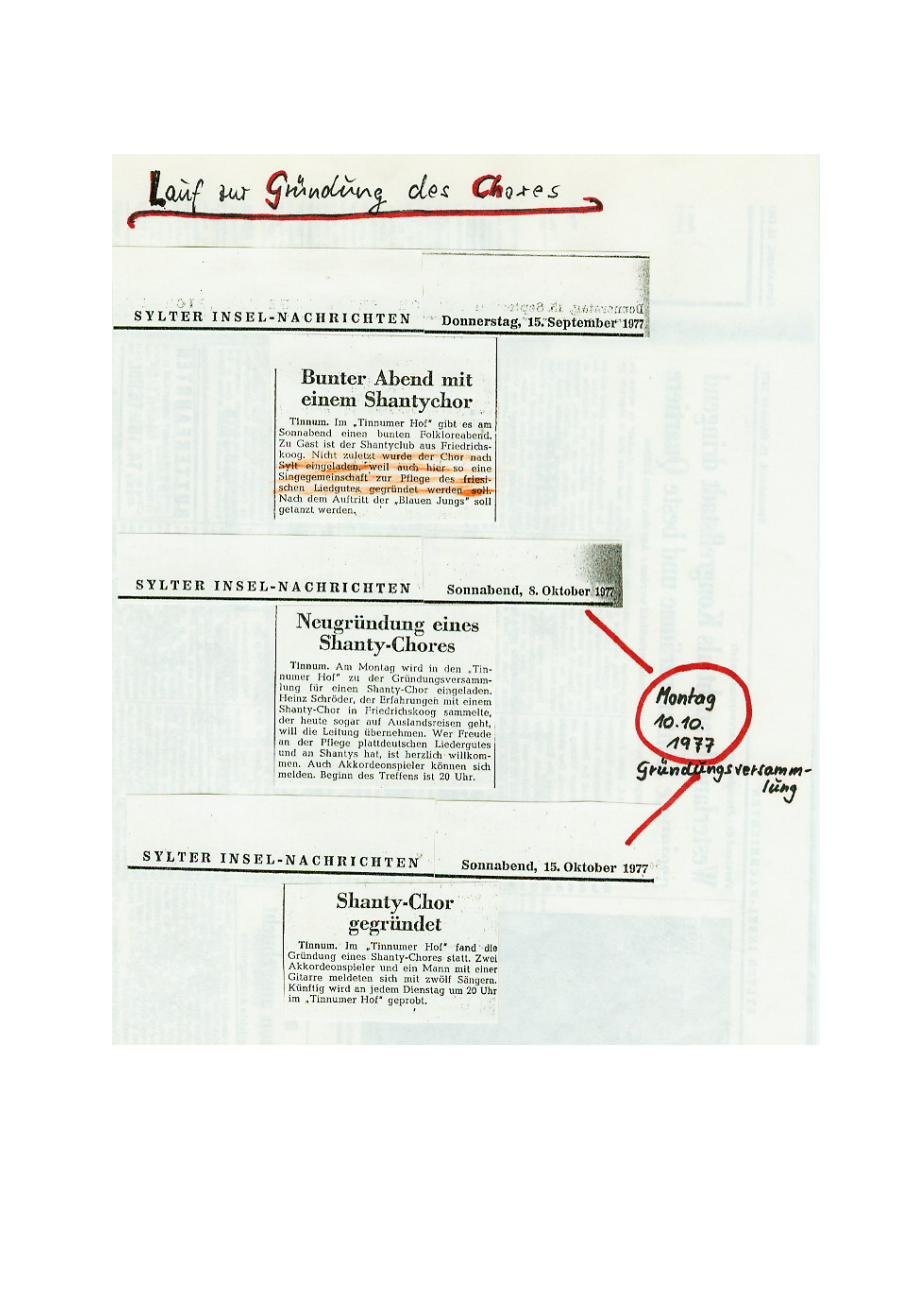 Zeitungsausschnitte zur Gründung, Sylter Insel-Nachrichten 1977