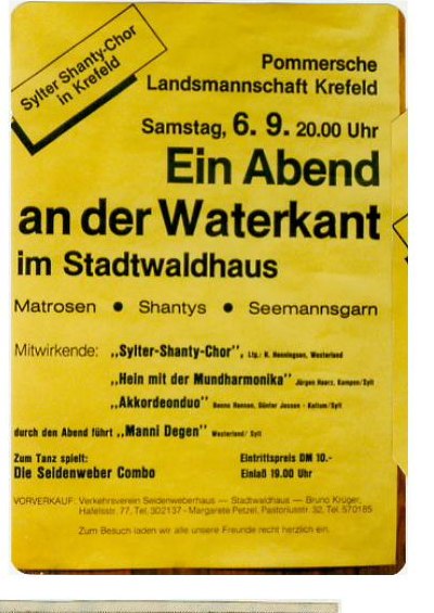 Plakat: Ein Abend an der Waterkant, Stadtwaldhaus Krefeld, 6.9.1980