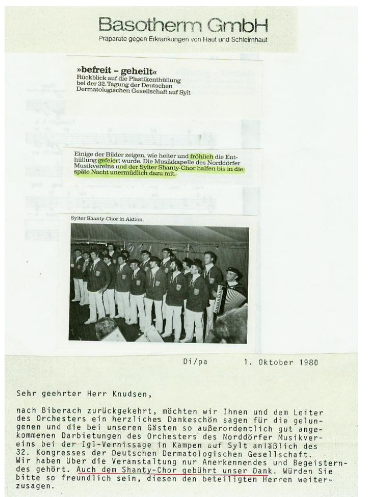 Dankschreiben und Bericht zur Vernissage in Kampen, Oktober 1980